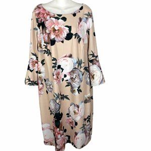 Calvin Klein bell sleeve floral print sheath dress